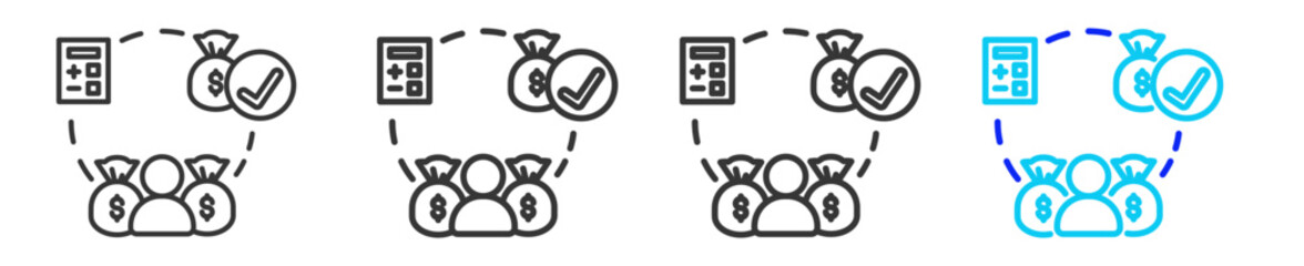 payment initiation icon set collection in creative outline style for business featuring multiple thickness variations suitable for fintech payment service provider integration open banking solutions