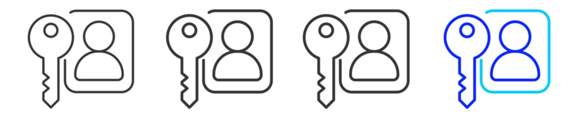 account access icon set collection in creative outline style for business featuring multiple thickness variations suitable for fintech payment service provider integration open banking solutions