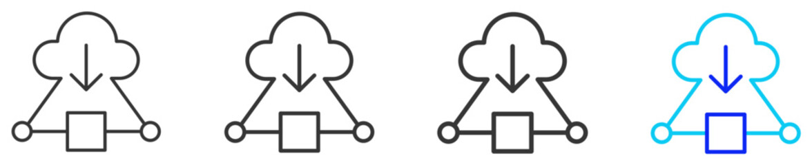 provider integration icon set collection in creative outline style for business featuring multiple thickness variations suitable for fintech payment service provider integration open banking solutions