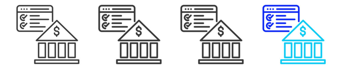 api banking icon set collection in creative outline style for business featuring multiple thickness variations suitable for fintech payment service provider integration open banking solutions and digi