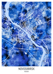 Novosibirsk Russia City Map. city background, abstract city printable, city travel, city banner, modern city, city background, abstract watercolor paint urban background