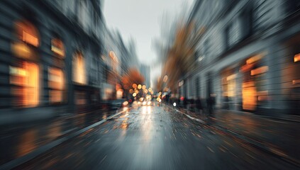 Blurred urban street at night