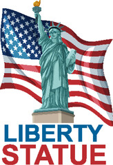 Naklejka premium Statue of Liberty with American Flag Illustration