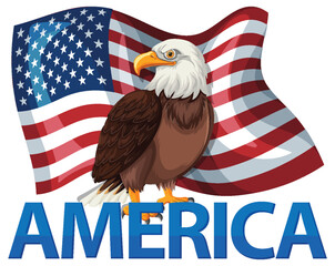 Bald Eagle with American Flag Illustration