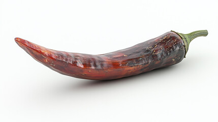 Single red chili pepper on white background