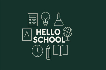 Back to School Poster – Minimalist Educational Line Art, Books, Globe, Crayons, and Learning Elements