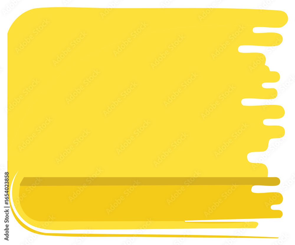 Poster yellow abstract design with rounded rectangle shape and creative dripping effect.