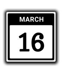 black calendar icon March month date 16
