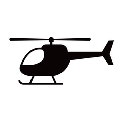 Black and white silhouette vector of helicopter on white background