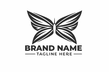 Stylized Butterfly Wings Logo on White Background Company Branding