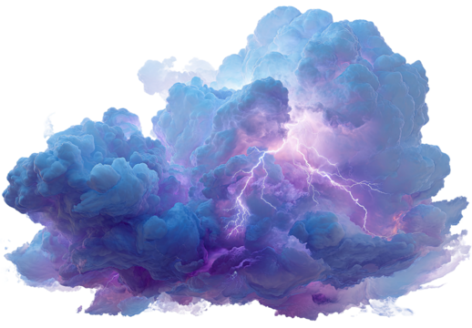 Massive purple-blue cloud, vibrant lightning