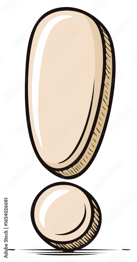 Poster sketched exclamation mark illustration with simple shading expressing attention and a urgent warning