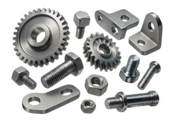 Assortment of metal machine components.
