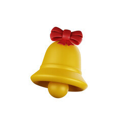 golden bell with red ribbon