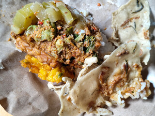 Nasi pecel or sego pecel is a typical Javanese Indonesian rice dish served with pecel sauce, which...