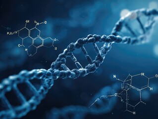 DNA molecule with chemical structures