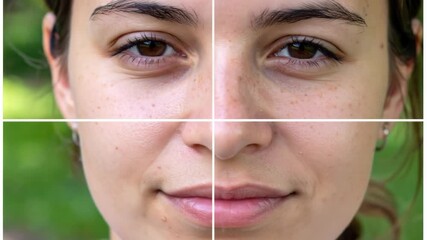 Woman face divided grid portrait - Powered by Adobe