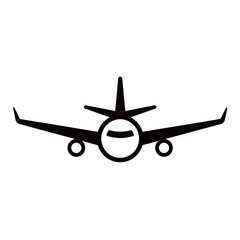 Black and white silhouette vector of airplane on white background