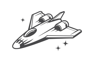 Space Shuttle With Stars In White Background Design Isolated
