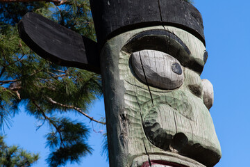 head of Korean totem pole at Olympic Park in Seoul
