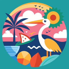 vector illustration of a tropical beach with palm trees