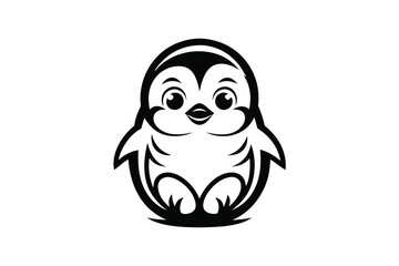 Stylized Penguin Silhouette on White Background