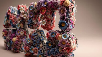 Anti war and peace concept, Anti-war message created with floral letters in a soft color palette.