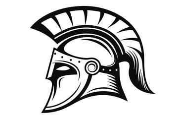 Spartan Helmet Icon with Stars and Clouds in on White Background