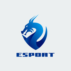 Obraz premium Modern head dragon with blue gradation, vector