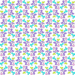 An infinitely repeating pattern featuring abstract shapes in various pastel colors on a black background. Perfect for textiles, wallpapers, digital backgrounds, and modern graphic projects.
