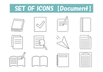 書類や紙に関する手描き風アイコンセット