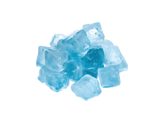A pile of fresh blue ice cubes stacked together