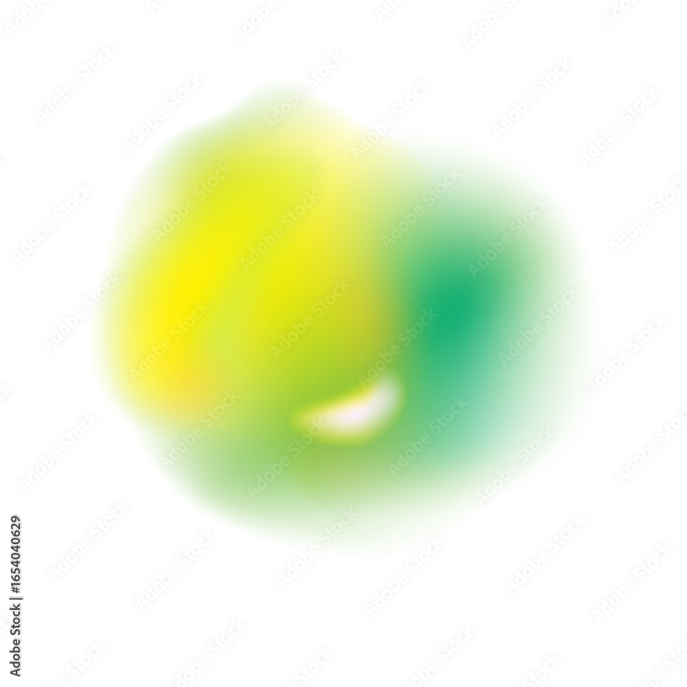 Poster Irregular gradient blur shape. Vector organic liquid figure. Glow circular yellow and green blob. Uneven y2k organic fluid spot. Abstract figure with gradation isolated on transparent bg.