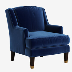 Classic blue armchair isolated on white background.Digital illustration.3d rendering