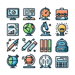 set of education flat icons