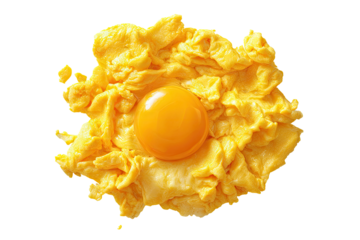 Scrambled egg, vibrant yellow yolk,  cooked