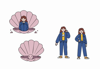 Woman Breaking Out of Her Shell: Overcoming Shyness and Finding Confidence.