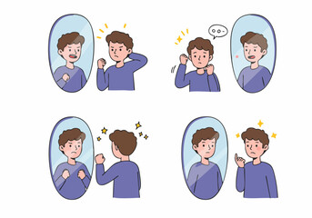 Man's Self-Reflection: Navigating Internal Conflict and Emotions Through Mirror Interactions