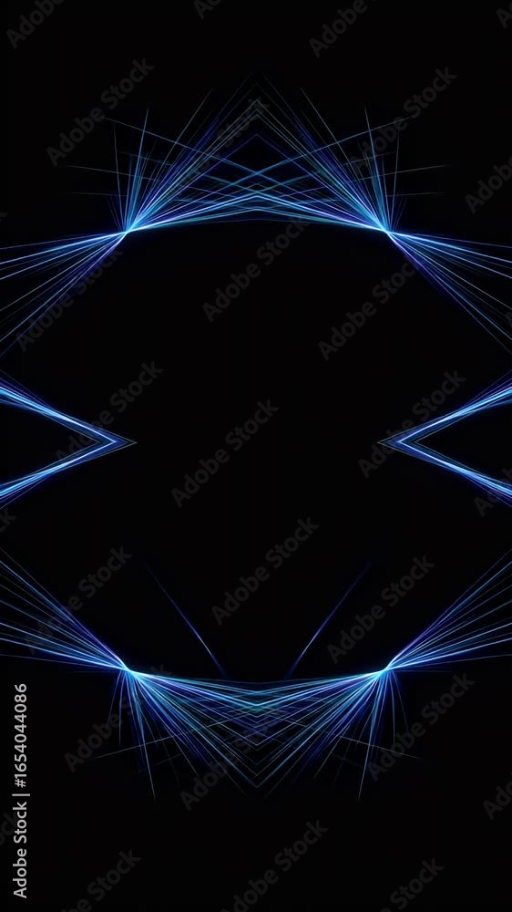 Poster symmetrical abstract blue geometric light patterns motion background