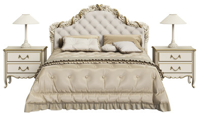 Classic bedroom furniture on white background 3d rendering