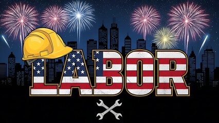 Celebrate Labor Day with patriotic fireworks over the skyline honoring American workers and their contributions to our modern society