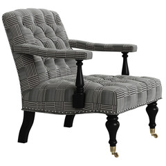 Tufted armchair in grey color isolated on white background.Digital illustration.3d rendering