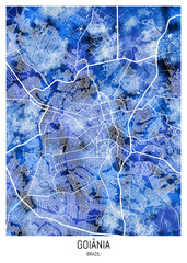 Goiânia Brazil City Map. city background, abstract city printable, city travel, city banner, modern city, city background, abstract watercolor paint urban background