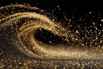 Golden particles swirling in a wave motion