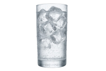 A refreshing glass of clear water with ice cubes, ideal for hot summer days.