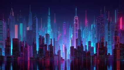 Fototapeta premium Futuristic cityscape at night (5)