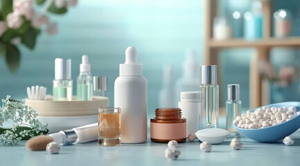 A clean and modern aesthetic emphasizing the quality of cosmetic formulations.