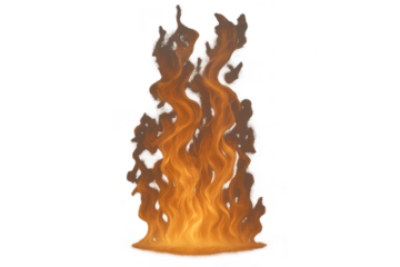 Vibrant digital flames with smoke and heat on a striking black background isolated element.