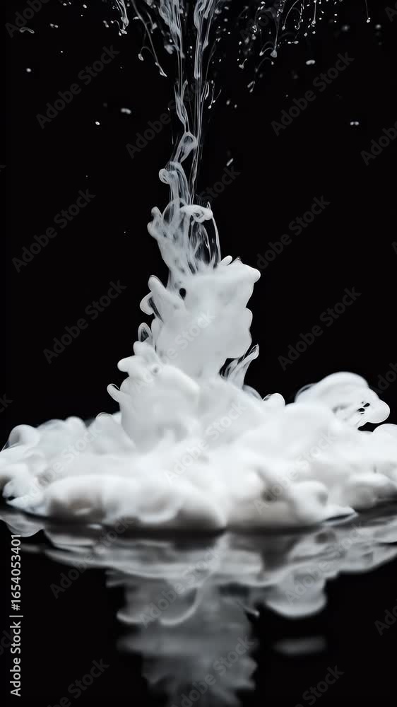Poster white ink drop splashing in water with black background abstract