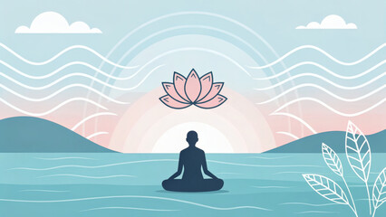 Meditation and Mindfulness Lifestyle Illustration – 16:9 Horizontal